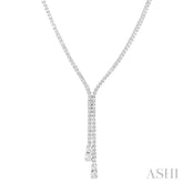 6 1/2 ctw Y-Split Round Cut Diamond Lariat Necklace in 14K White Gold